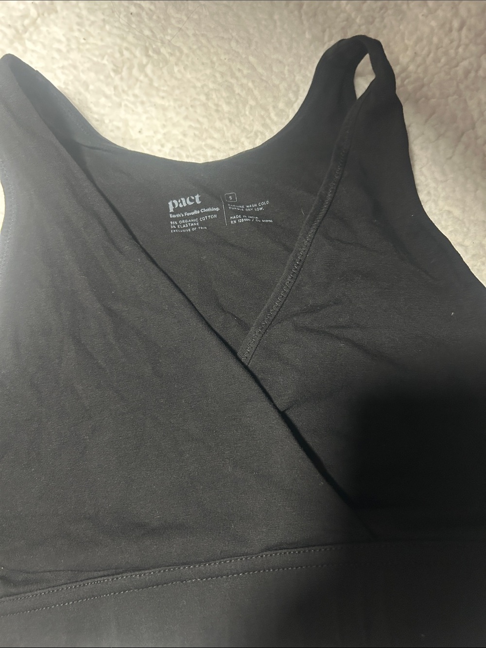 Pact Black Cotton-Blend Tank Sports Bra